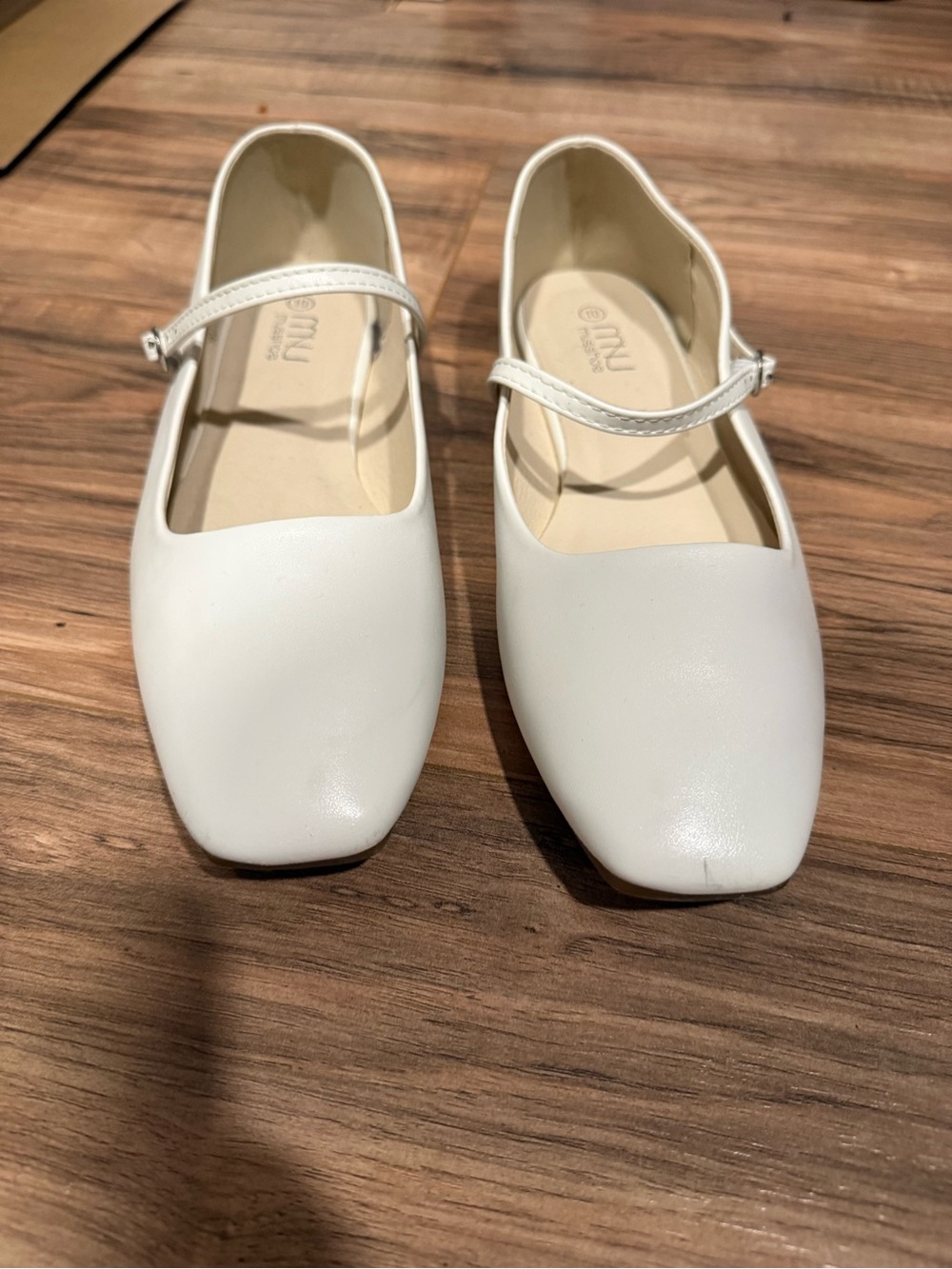 White Mary Jane Flats with Adjustable Strap